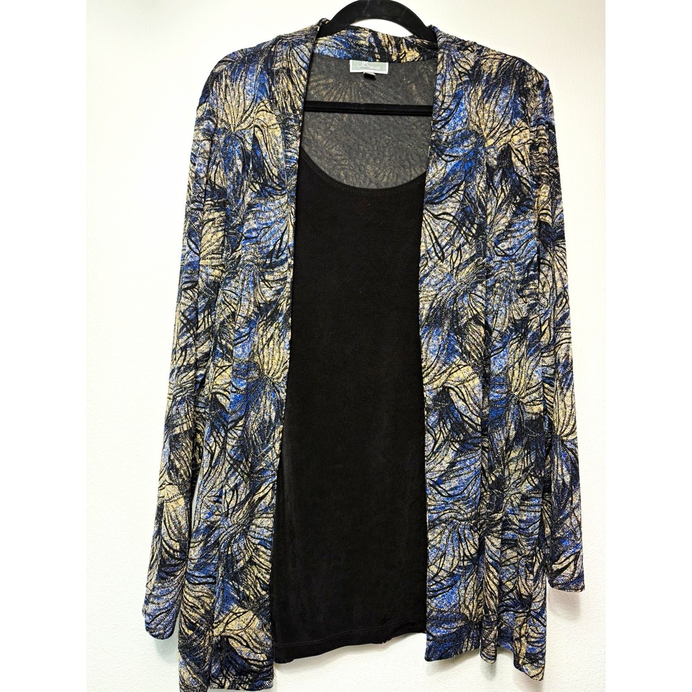 JM Collection Womens Plus 2X Knit Open Front Cardigan Sweater Abstract Print